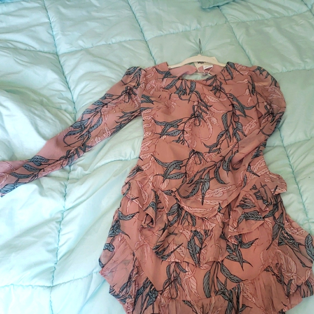Pink and teal long sleeve dress. Large.